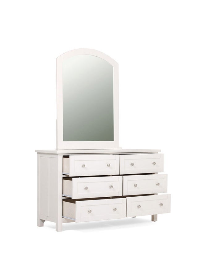 homes r us - Brandon Drawer Dresser | Dressing Table | Vanity Table | Makeup Table with Mirror, White 86.36x127x43.18cm - Image 1