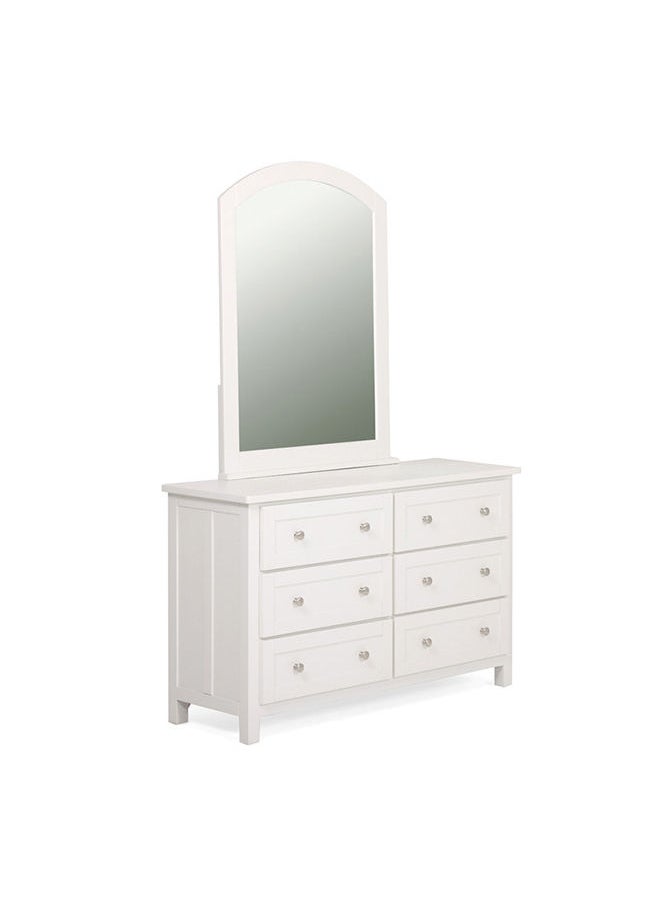 homes r us - Brandon Drawer Dresser | Dressing Table | Vanity Table | Makeup Table with Mirror, White 86.36x127x43.18cm - Image 1