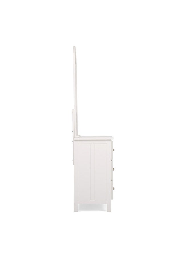 homes r us - Brandon Drawer Dresser | Dressing Table | Vanity Table | Makeup Table with Mirror, White 86.36x127x43.18cm - Image 1