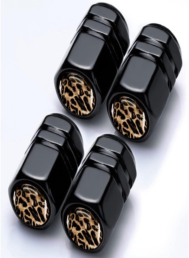 Ldntly Tire Valve Stem Caps Leopard Car Accessories 4-Pack-Aluminum Alloy Rust-Proof Universal Dust Covers Tire Air Cap for Car, SUV, Bike, Motorcycle,Leopard Gifts - Image 1