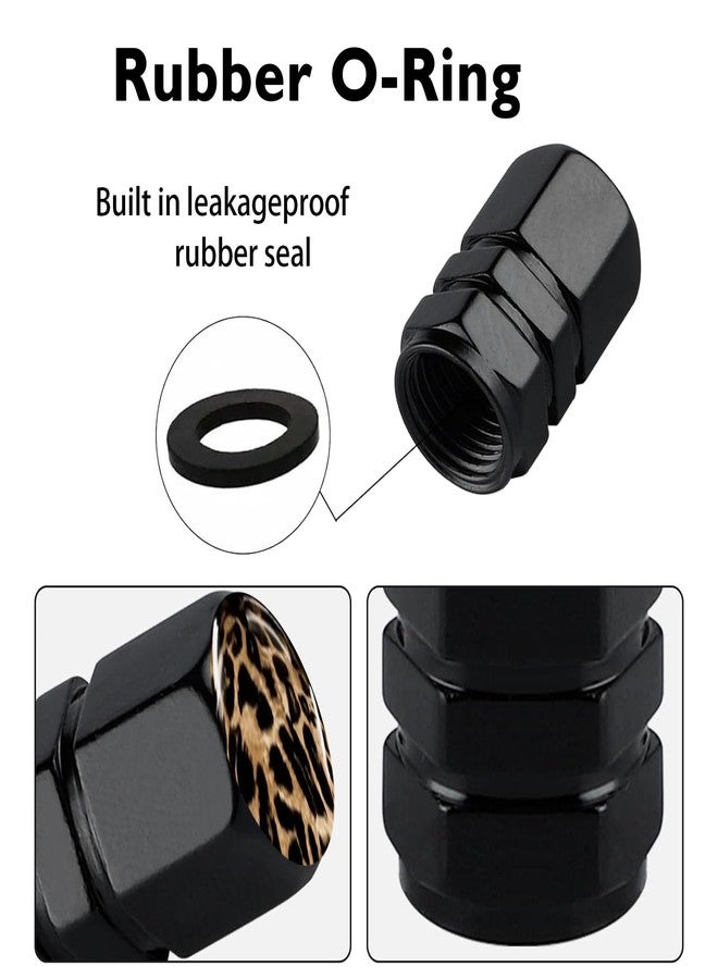 Ldntly Tire Valve Stem Caps Leopard Car Accessories 4-Pack-Aluminum Alloy Rust-Proof Universal Dust Covers Tire Air Cap for Car, SUV, Bike, Motorcycle,Leopard Gifts - Image 3