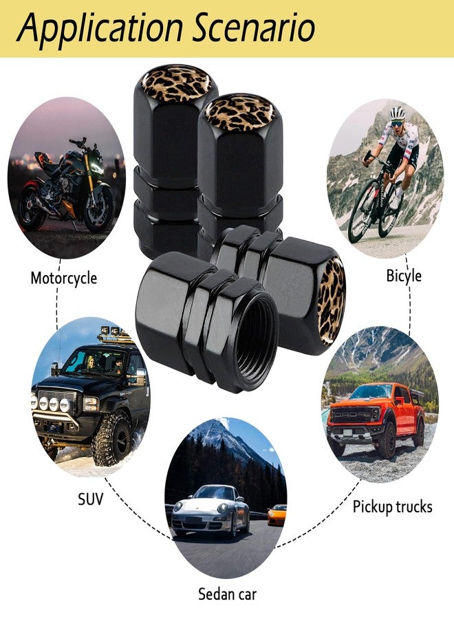 Ldntly Tire Valve Stem Caps Leopard Car Accessories 4-Pack-Aluminum Alloy Rust-Proof Universal Dust Covers Tire Air Cap for Car, SUV, Bike, Motorcycle,Leopard Gifts - Image 5
