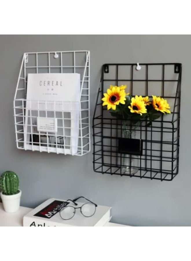 NANAO حامل مجلات مثبت على الحائط 30 * 25 * 10 سم حامل مجلات وصحف معدني سلة صحف بسيطة، حامل مجلات للباب (أسود) - Image 5