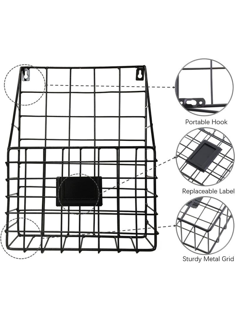 NANAO حامل مجلات مثبت على الحائط 30 * 25 * 10 سم حامل مجلات وصحف معدني سلة صحف بسيطة، حامل مجلات للباب (أسود) - Image 3