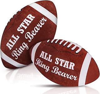 Deekin Deekin 2 Pieces All Star Ring Bearer Football Plush Baby Football Stuffed Fluffy Toddler Football Thank You Wedding  - Image 1