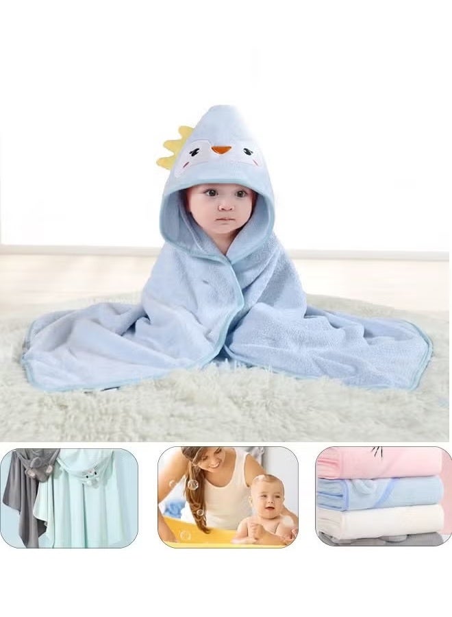 Berma Baby منشفة أطفال بغطاء للرأس، رداء حمام للأطفال الصغار، منشفة أطفال ناعمة، بطانية لحديثي الولادة، منشفة حمام من الصوف المرجاني، منشفة سباحة، شال ماص سميك برسوم كرتونية/منشفة أطفال ناعمة فائقة الامتصاص للذكور والإناث، 80*80 سم - Image 1