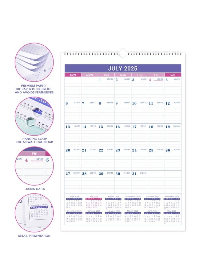 BooQool 2025 Wall Calendar - Jan 2025 - Dec 2025, 12 Months Wall Calendar 2025, 12" X 17", Large Blocks, 2025 Calendar, Spiral Bound  - Image 4