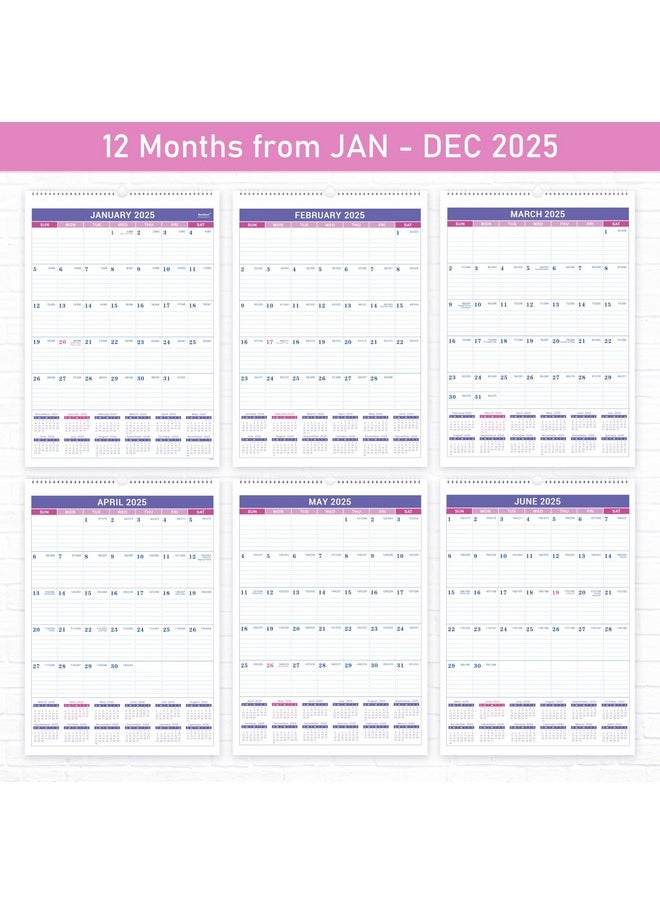 BooQool 2025 Wall Calendar - Jan 2025 - Dec 2025, 12 Months Wall Calendar 2025, 12" X 17", Large Blocks, 2025 Calendar, Spiral Bound  - Image 5