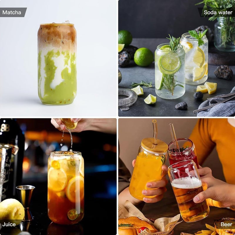 DAMCONME 20oz Glass Cups with Lids and Straws Set of 6 – Large Iced Coffee Tumblers for Couples, Families, or Friends – Reusable Drinkware for Brunch, Home Gatherings, and Holiday Gifting - Image 4