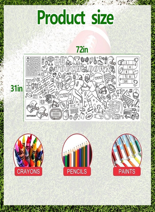 EUVBOKW Football Coloring Tablecloth Large Sports Theme Activity Poster for Birthday Party Home Art Craft Supplies, 30x72 Inches - Image 2