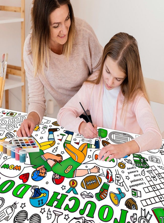 EUVBOKW Football Coloring Tablecloth Large Sports Theme Activity Poster for Birthday Party Home Art Craft Supplies, 30x72 Inches - Image 3