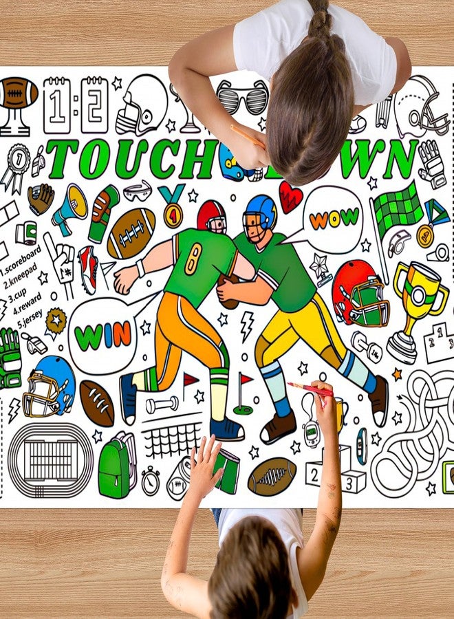 EUVBOKW Football Coloring Tablecloth Large Sports Theme Activity Poster for Birthday Party Home Art Craft Supplies, 30x72 Inches - Image 5
