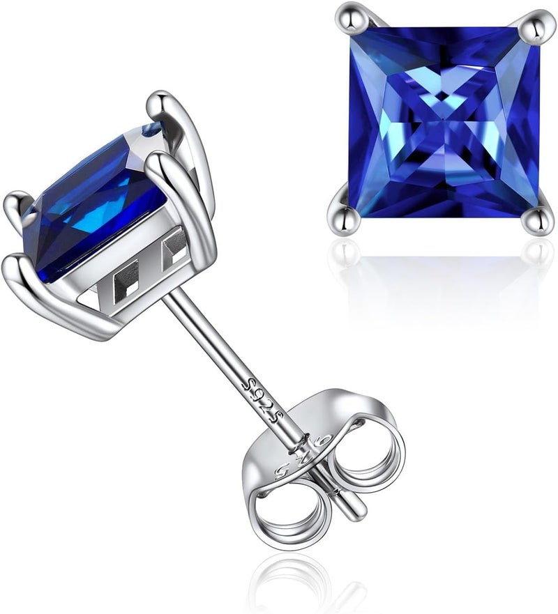 ChicSilver 925 Sterling Silver Earrings Sparkling Heart/Round/Princess Cut Birthstone Earrings for Women Birthday Jewelry with Gift Box - Image 1