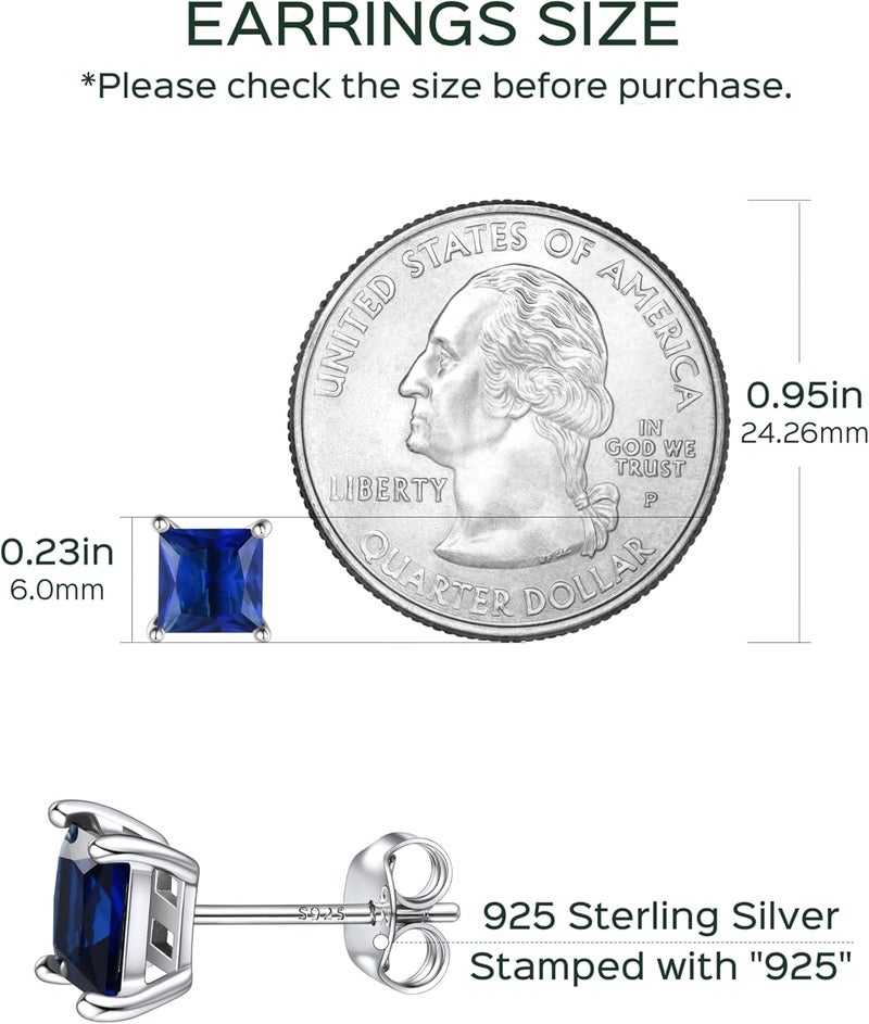ChicSilver 925 Sterling Silver Earrings Sparkling Heart/Round/Princess Cut Birthstone Earrings for Women Birthday Jewelry with Gift Box - Image 4
