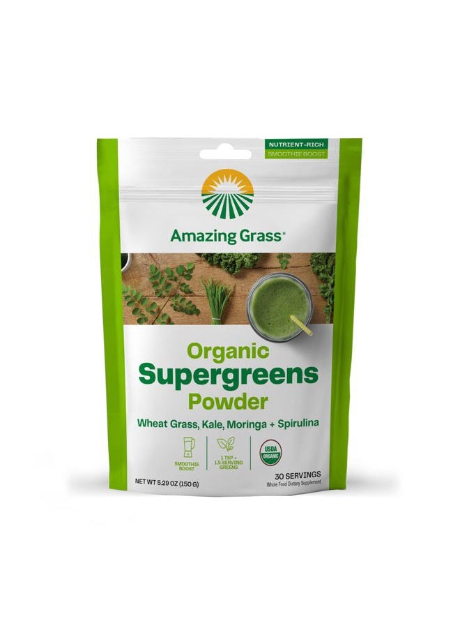 Amazing Grass معزز الخضروات الفائقة: مسحوق سموزي الخضروات مع سبيرولينا، مورينغا، عشب القمح و كالي، معزز سموزي، يوفر الكلوروفيل، 30 حصة - Image 1