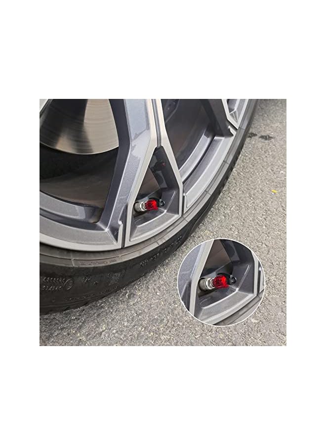 S-TOP Aluminum Tire Valve Cap, Car Tire Waterproof and Dustproof Valve Stem Cover Accessories, Universal for SUV, Car, Bike and Motorcycle (4PCS Red) - Image 1