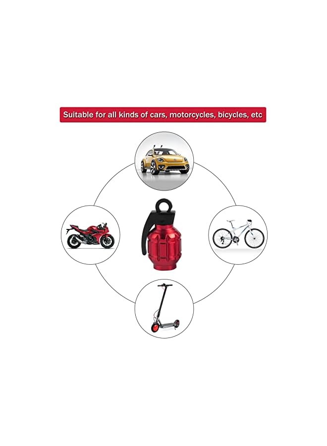 S-TOP Aluminum Tire Valve Cap, Car Tire Waterproof and Dustproof Valve Stem Cover Accessories, Universal for SUV, Car, Bike and Motorcycle (4PCS Red) - Image 2