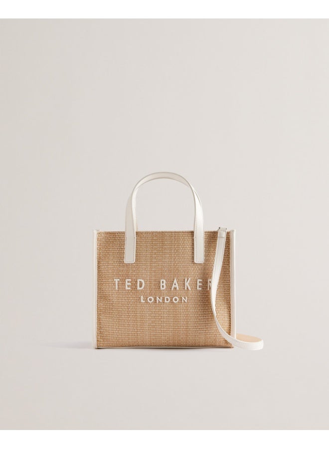 Ted Baker حقيبة أيقونية صغيرة من الرافيا الاصطناعية - Image 1