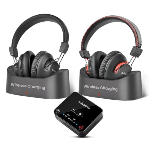 Avantree HT41899 Plus 2 Dual Bluetooth Wireless Headphones for TV Watching with Transmitter Charging Docks aptX Adaptive Low Latency Support Compatible with Optical 35mm AUX TVs - Image 1