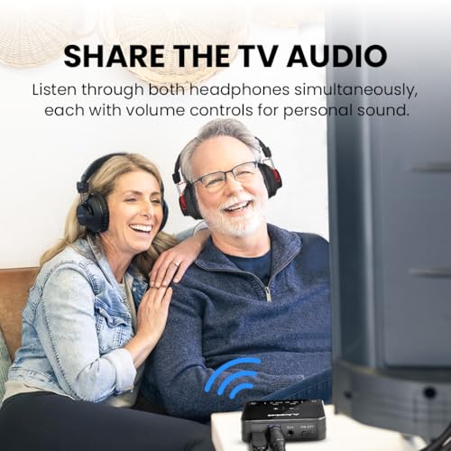 Avantree HT41899 Plus 2 Dual Bluetooth Wireless Headphones for TV Watching with Transmitter Charging Docks aptX Adaptive Low Latency Support Compatible with Optical 35mm AUX TVs - Image 3