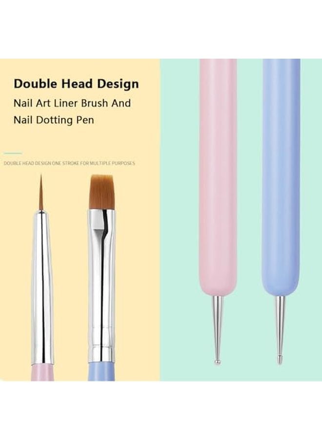 6PCS Nail Art Brushes Set For Gel Nail Design Dotting Liner And Cleaning - Image 3