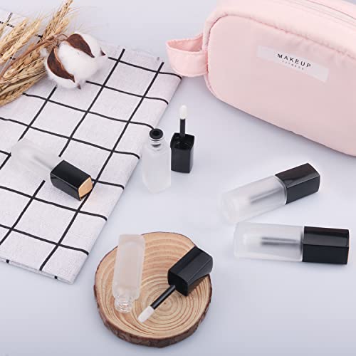 Cositina 5 Pcs 5ml Frosted Glass Lip Gloss Tubes Refillable Square Lip Glaze Tube Vials Mini Lip Balm Bottle Container with Wands & Stoppers for Women Girls DIY Makeup Travel - Image 5