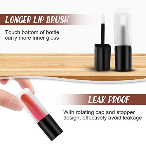 Cositina 5 Pcs 5ml Frosted Glass Lip Gloss Tubes Refillable Square Lip Glaze Tube Vials Mini Lip Balm Bottle Container with Wands & Stoppers for Women Girls DIY Makeup Travel - Image 3