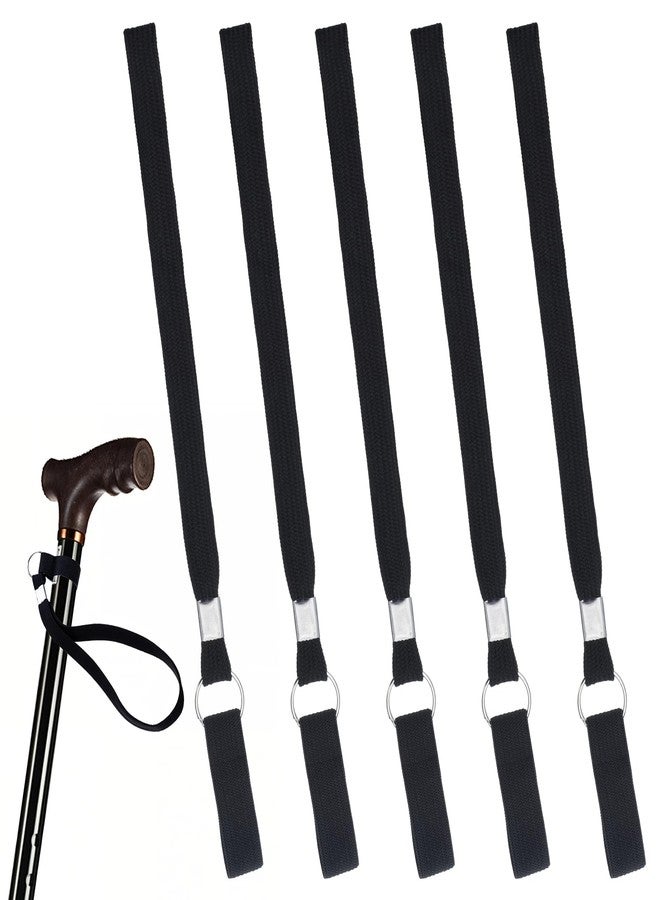 Exircy 5-Pack Walking Cane Wrist Strap Replacement, Universal Cane Handle Straps Band Anti-Slip Elastic Loop Attached Black Adjustable Wrist Strap for Foldable Walking Stick, Crutches - Image 1