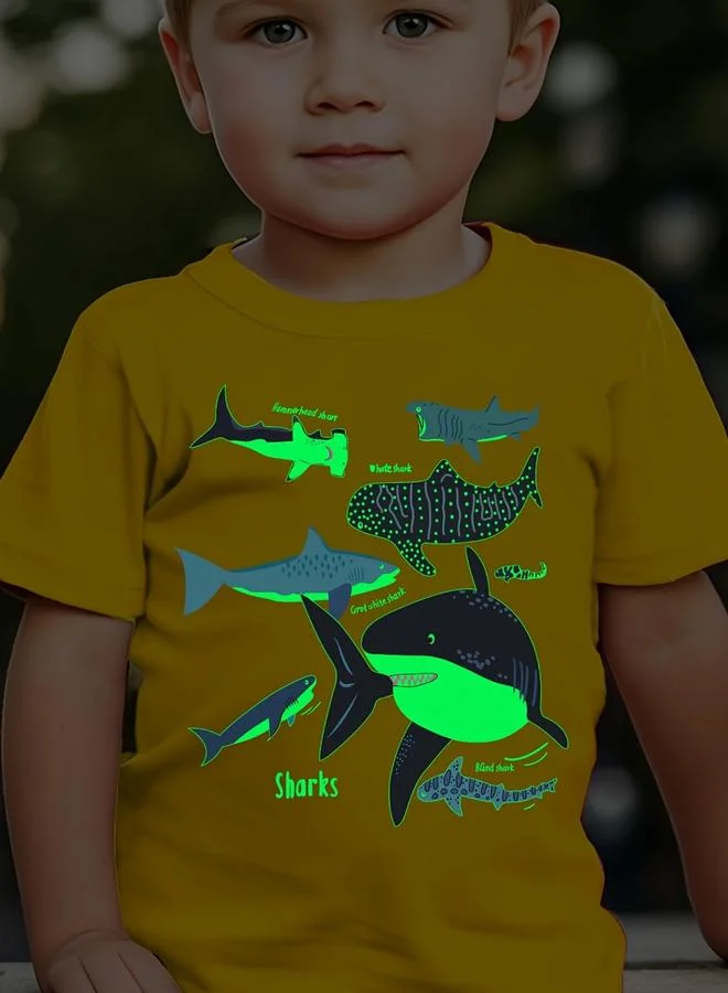 Take Two Take Two Boys Yellow Shark Graphic Print T-Shirt