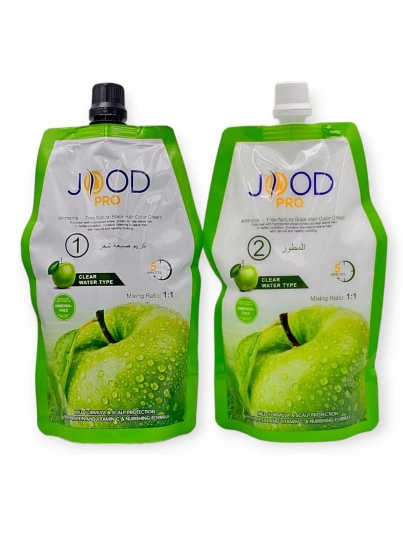 جود برو كريم صبغة شعر تفاح خالية من الأمونيا كريم 500 مل + مثبت 500 مل لون أسود طبيعي - Image 2