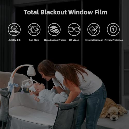 COSMOS STARÂ™ One Way Mirror Privacy Window Film Daytime Privacy Film,Heat Control Anti UV Refl Window Tint for Home and Office (20"x80" Inches, Blackout Film)-Self-Adhesive - Image 5
