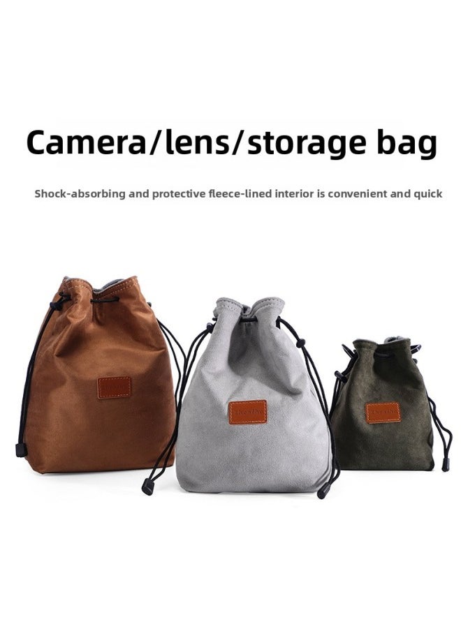 Generic Suitable For Canon Nikon Sony Fuji SLR Camera Bag Storage Liner Micro Single Protective Cover Photographic Mirror Lei Xin-Color:Canvas Black Large Size ★  - Image 2
