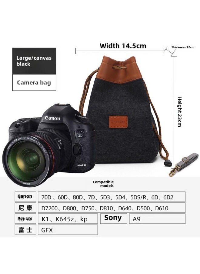 Generic Suitable For Canon Nikon Sony Fuji SLR Camera Bag Storage Liner Micro Single Protective Cover Photographic Mirror Lei Xin-Color:Canvas Black Large Size ★  - Image 1