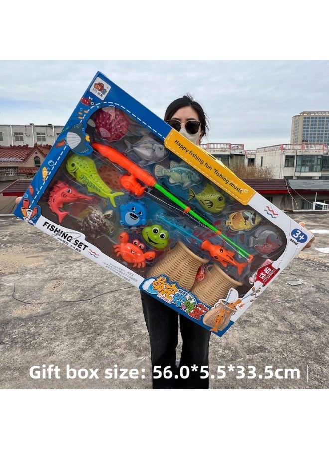 Magnetic Kitten Fishing Toy Accessories Water Catch Fish Baby Children 61 Telescopic Fishing Rod Stall Manufacturers-Color:[ 56cm Extra Large Box] 272-228 Fishing Set-Specifications:Extra Large Gift Box