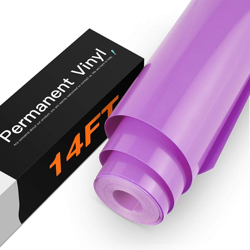 HTVRONT Purple Permanent Vinyl, Purple Vinyl for Cricut - 12" x 14 FT Purple Adhesive Vinyl Roll for Cricut, Silhouette, Cameo Cutters, Signs, Scrapbooking, Craft, Die Cutters (Glossy Purple) - Image 1