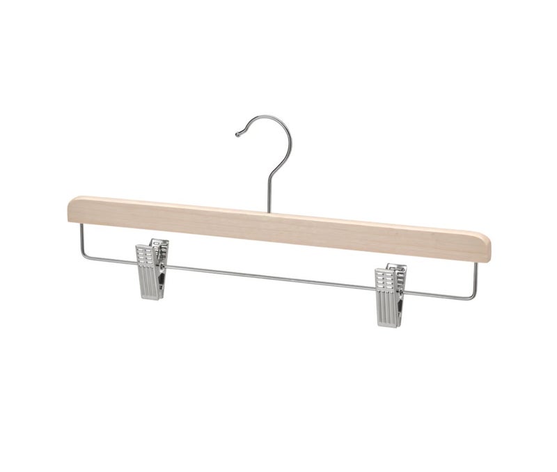 Wooden Skirt Hanger, Natural, Adjustable Clip Hanger for Skirts and Trousers, Solid Wood Garment Hanger with Adjustable Clips for Wardrobe and Closet Organization - Image 1