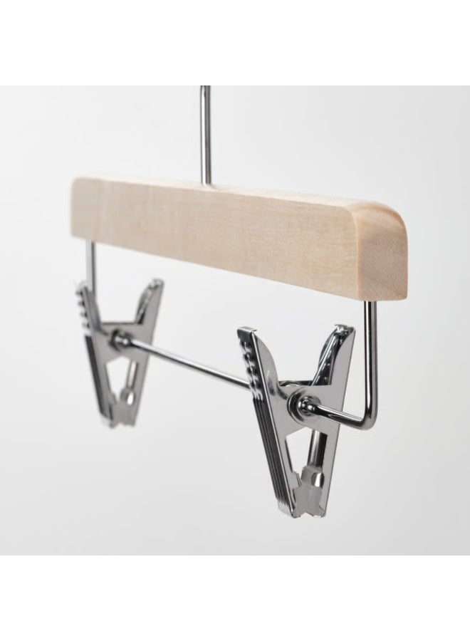 Wooden Skirt Hanger, Natural, Adjustable Clip Hanger for Skirts and Trousers, Solid Wood Garment Hanger with Adjustable Clips for Wardrobe and Closet Organization - Image 2
