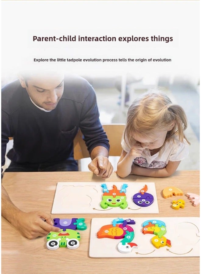 Early Childhood Education 3D Stereo Advanced Jigsaw of the Animal Growth Process Evolution from Eggs to Dinosaurs Desktop Toy for Intellectual Cognition and Brain Development Wooden Puzzle Toy - Image 2