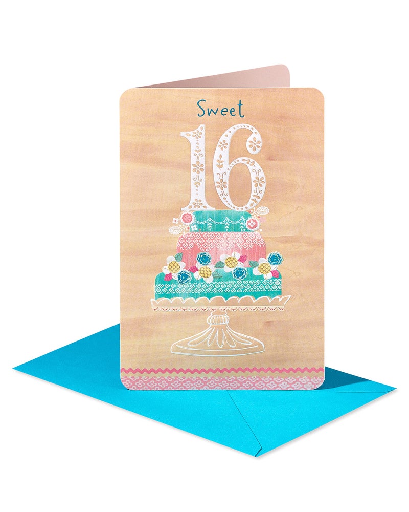 American Greetings 16th Birthday Card for Her (Sweet 16 Cake) - Image 1