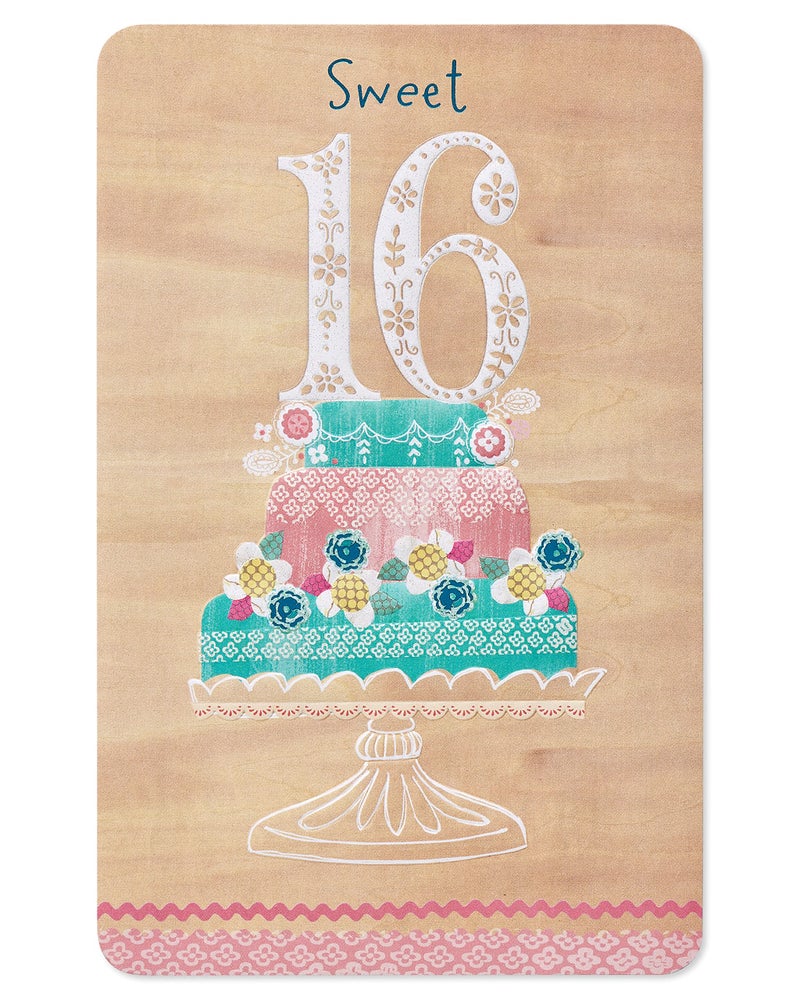 American Greetings 16th Birthday Card for Her (Sweet 16 Cake) - Image 5