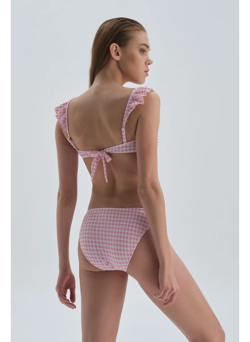 داجي Pink White Strapless Bikini Top