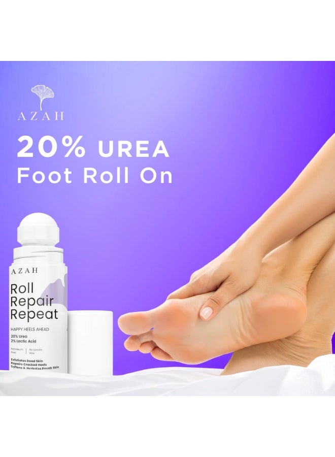 Azah 20% Urea Foot Roll on for Cracked Heels [50 ML] | 2% Lactic Acid, Olive Oil & Vitamin E | Dry and Crack Heel Repair Foot Cream | Exfoliates Dead Skin & Moisturise Repairs Rough Feet - Image 2