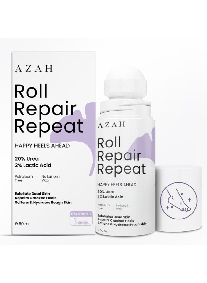 Azah 20% Urea Foot Roll on for Cracked Heels [50 ML] | 2% Lactic Acid, Olive Oil & Vitamin E | Dry and Crack Heel Repair Foot Cream | Exfoliates Dead Skin & Moisturise Repairs Rough Feet - Image 1