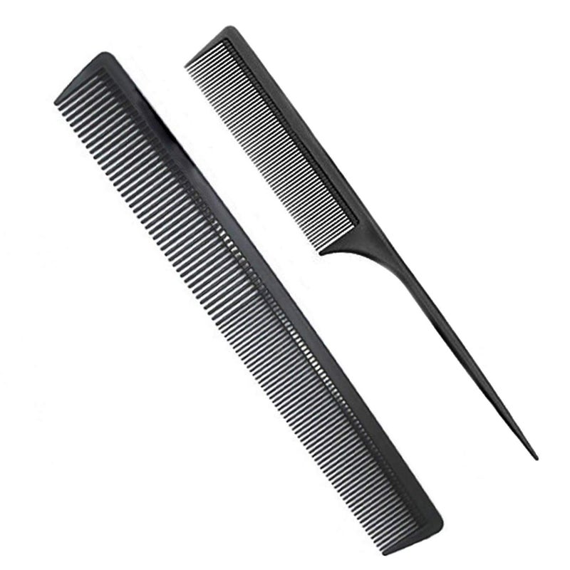 AFT90 Professional Black Carbon Fiber Teasing Comb, Fine and Wide Tooth Hair Barber Comb For All Hair Types - Image 1