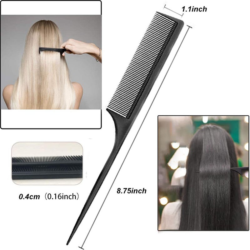 AFT90 Professional Black Carbon Fiber Teasing Comb, Fine and Wide Tooth Hair Barber Comb For All Hair Types - Image 3