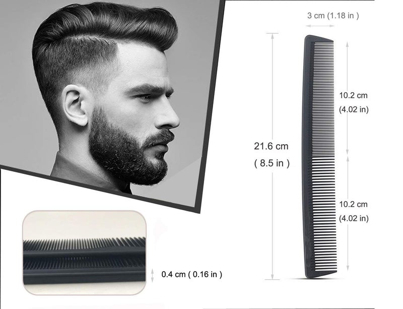 AFT90 Professional Black Carbon Fiber Teasing Comb, Fine and Wide Tooth Hair Barber Comb For All Hair Types - Image 2