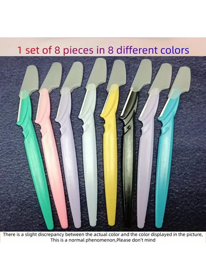 8 Colors Stainless Steel Eyebrow Trimmer Set With Protective Cover For Men Women - Image 1
