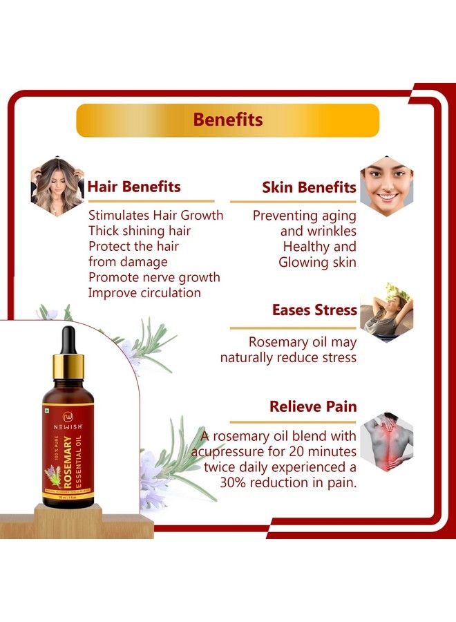 Newish Essential Oil 100% Pure Undiluted Natural & Organic For Skin Hair Pimples Acne T Zone & Underarm High Potency Premium Essential Oil (Rosemary And Orange 30 Ml (Pack Of 1)) - Image 5