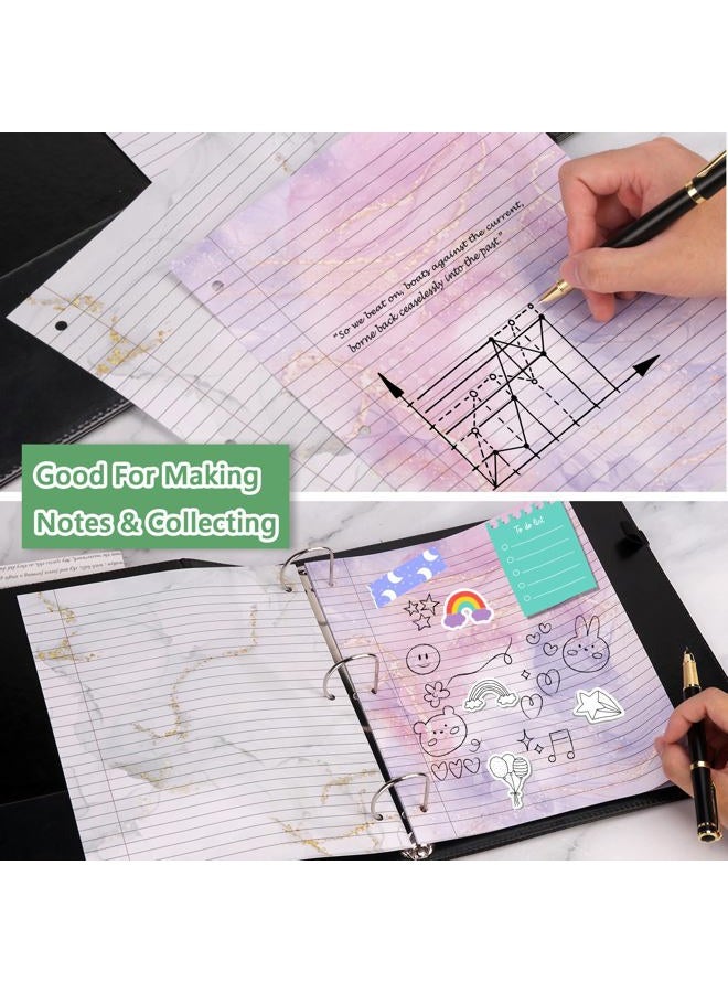 OKWUYiK 500 Sheets 8×10.5 Inch Colored Loose Leaf Paper Wide Ruled for 3-Ring Binder 11/32" Spacing Colored Marble Lined Filler Notebook Paper Wide Ruled 3-Hole Punched 80gsm for School Office - Image 4