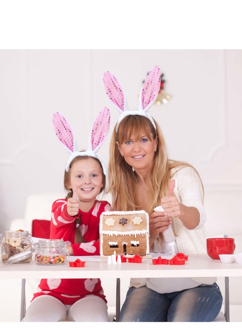 KASTWAVE 4 Pieces Kids Bunny Costume Pink Rabbit Dress Up Outfit with Bunny Ears Headband Animal Costume Set Cosplay Birthday Party - Image 5